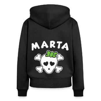 Piratin Marta Design für Mädchen und Frauen - Frauen Premium Bio Zip Hoodie - Schwarz - Hinten - Julia (174cm)