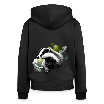 Bunter Aquarell-Rasierpinsel - Frauen Premium Bio Zip Hoodie - Schwarz - Hinten - Julia (174cm)