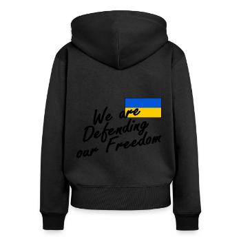 We are defending our freedom - Sweat à capuche zippé Premium bio Femme - noir - Dos - Julia (174cm)