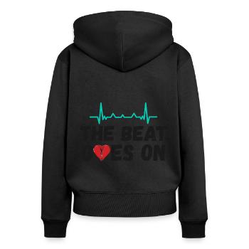 Operation am offenen Herzen - Herzschlag - Frauen Premium Bio Zip Hoodie - Schwarz - Hinten - Julia (174cm)