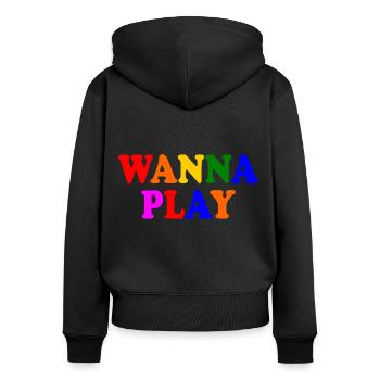 Wanna play - Sweat à capuche zippé Premium bio Femme - noir - Dos - Julia (174cm)