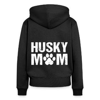 Husky Mom Sibérien Husky Chiens - Sweat à capuche zippé Premium bio Femme - noir - Dos - Julia (174cm)