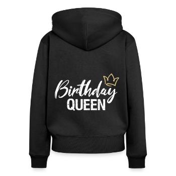 Anniversaire Reine Königin Geburtstag - Sweat à capuche zippé Premium bio Femme - noir - Dos - Julia (174cm)