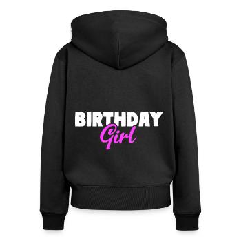Fille d’anniversaire - Sweat à capuche zippé Premium bio Femme - noir - Dos - Julia (174cm)