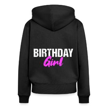 Anniversaire Fille Geburtstag - Sweat à capuche zippé Premium bio Femme - noir - Dos - Julia (174cm)