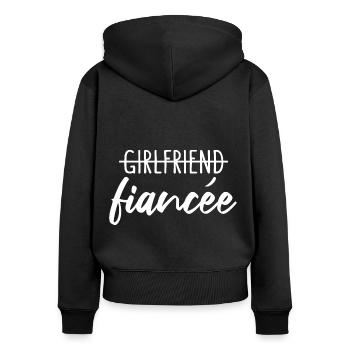 Fiancée fiancée fiançailles - Sweat à capuche zippé Premium bio Femme - noir - Dos - Julia (174cm)