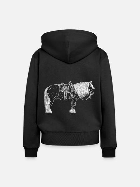 Pferd mit Sattel - Frauen Premium Bio Zip Hoodie - Schwarz