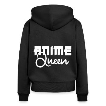 Anime Queen - Frauen Premium Bio Zip Hoodie - Schwarz - Hinten - Julia (174cm)