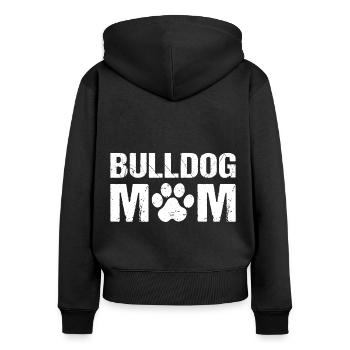 Bulldog Mom Bulldogs - Women's Premium Organic Zip Hoodie - black - Back - Julia (174cm)