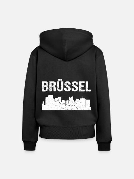 Brüssel Skyline - Frauen Premium Bio Zip Hoodie - Schwarz