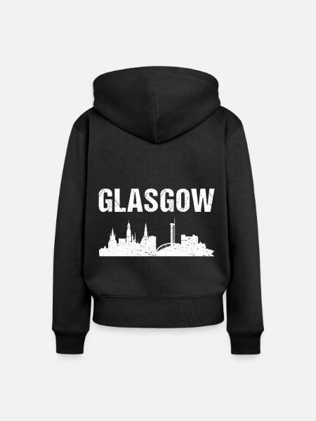 Glasgow Skyline - Frauen Premium Bio Zip Hoodie - Schwarz