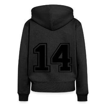 14 - Sweat à capuche zippé Premium bio Femme - noir - Dos - Julia (174cm)