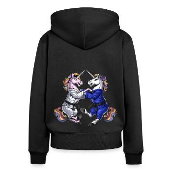 Licornes Jiu-Jitsu Lutte - Sweat à capuche zippé Premium bio Femme - noir - Dos - Julia (174cm)
