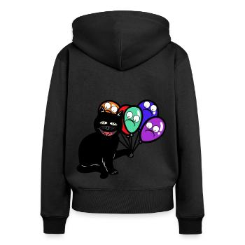 Ballons effrayants laids halloween chat chats - Sweat à capuche zippé Premium bio Femme - noir - Dos - Julia (174cm)