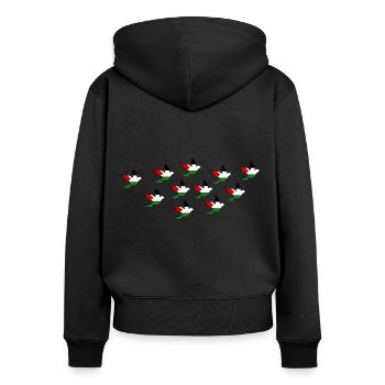 Palestina - Frauen Premium Bio Zip Hoodie - Schwarz - Hinten - Julia (174cm)
