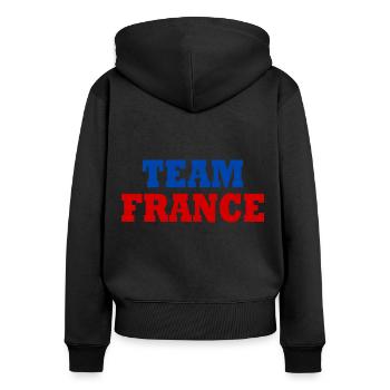 Team france - Frauen Premium Bio Zip Hoodie - Schwarz - Hinten - Julia (174cm)