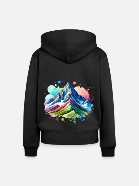 Berge - Frauen Premium Bio Zip Hoodie - Schwarz