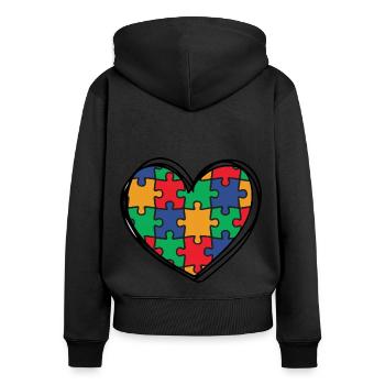 Autismus Autisten - Frauen Premium Bio Zip Hoodie - Schwarz - Hinten - Julia (174cm)