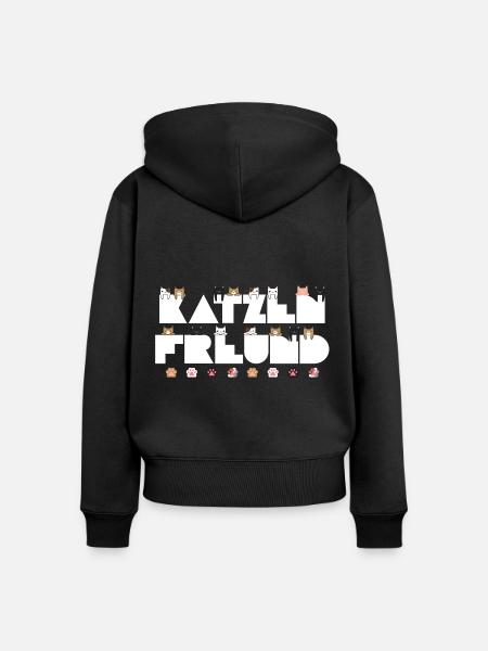 KATZENFREUND - Frauen Premium Bio Zip Hoodie - Schwarz