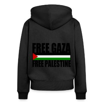 Free gaza free palestine - Sweat à capuche zippé Premium bio Femme - noir - Dos - Julia (174cm)