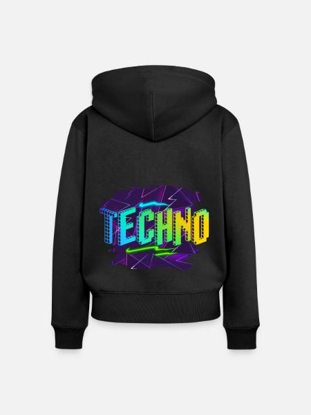 Techno - Frauen Premium Bio Zip Hoodie - Schwarz