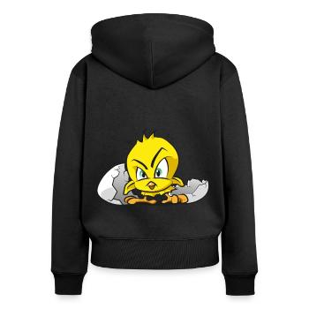 Méchant poussin - Sweat à capuche zippé Premium bio Femme - noir - Dos - Julia (174cm)