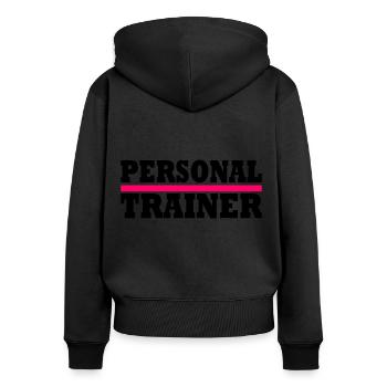 Personal trainer - Sweat à capuche zippé Premium bio Femme - noir - Dos - Julia (174cm)
