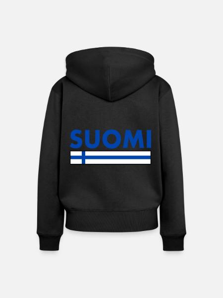 Suomi - Frauen Premium Bio Zip Hoodie - Schwarz