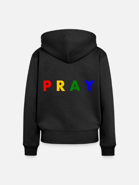 Pray - Frauen Premium Bio Zip Hoodie - Schwarz