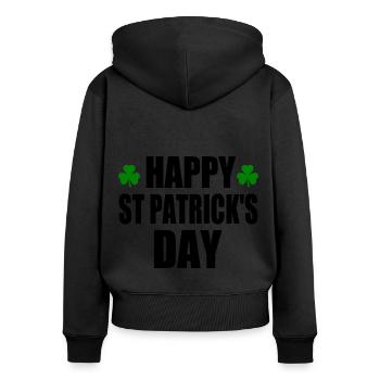 happy st patrick's day - Women's Premium Organic Zip Hoodie - black - Back - Julia (174cm)