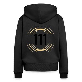 Engelszahlen 111 Nummerologie Geschenkidee - Frauen Premium Bio Zip Hoodie - Schwarz - Hinten - Julia (174cm)