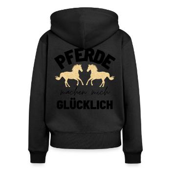 Pferd Pferde Pferdeliebe horse - Geschenkidee für - Frauen Premium Bio Zip Hoodie - Schwarz - Hinten - Julia (174cm)