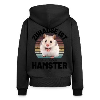 HAMSTER Zuhause ist, wo mein HAMSTER ist - Frauen Premium Bio Zip Hoodie - Schwarz - Hinten - Julia (174cm)
