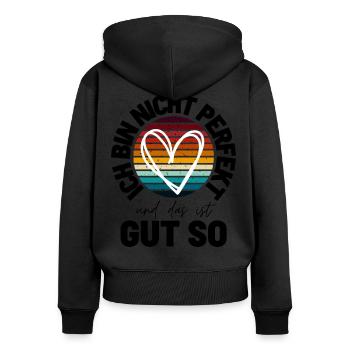 Sprücheshirts Motivationssprüche Motivationsspruch - Frauen Premium Bio Zip Hoodie - Schwarz - Hinten - Julia (174cm)