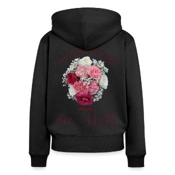 Blumen Garten Gärtner Blumenstrauß BLUMENLIEBE - Frauen Premium Bio Zip Hoodie - Schwarz - Hinten - Julia (174cm)