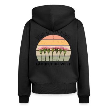 Blumen Garten Gärtner Blumenstrauß BLUMENLIEBE - Frauen Premium Bio Zip Hoodie - Schwarz - Hinten - Julia (174cm)