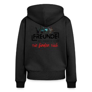 Beste Freunde FREUND Kumpel Kumpels - Frauen Premium Bio Zip Hoodie - Schwarz - Hinten - Julia (174cm)