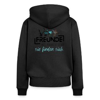 Beste Freunde FREUND Kumpel Kumpels - Geschenkidee - Frauen Premium Bio Zip Hoodie - Schwarz - Hinten - Julia (174cm)
