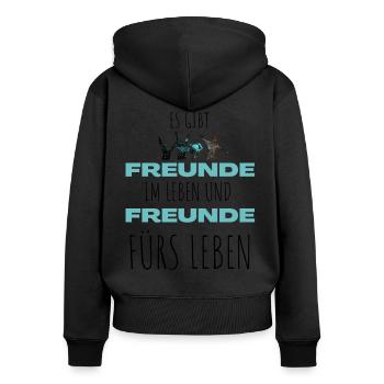 Beste Freunde FREUND Kumpel Kumpels - Frauen Premium Bio Zip Hoodie - Schwarz - Hinten - Julia (174cm)