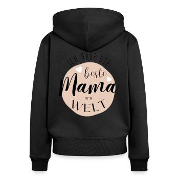 BESTE MAMA - Baby Geschenkidee Muttertag - Frauen Premium Bio Zip Hoodie - Schwarz - Hinten - Julia (174cm)
