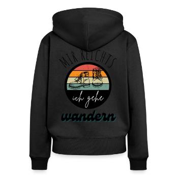 WANDERN Berge Bergsteigen WANDERWEG - Frauen Premium Bio Zip Hoodie - Schwarz - Hinten - Julia (174cm)
