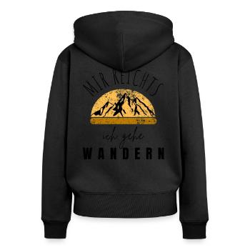 WANDERN Berge Bergsteigen WANDERWEG - Frauen Premium Bio Zip Hoodie - Schwarz - Hinten - Julia (174cm)