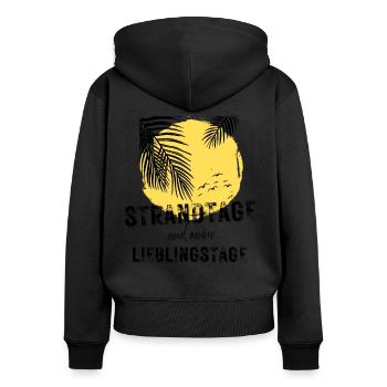 SOMMER ich bin dann soweit - HELLO SUMMER - Frauen Premium Bio Zip Hoodie - Schwarz - Hinten - Julia (174cm)