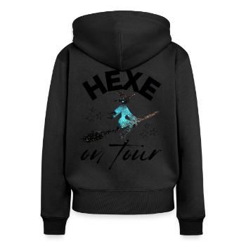 HEXE on tour HEXEN hexen - Frauen Premium Bio Zip Hoodie - Schwarz - Hinten - Julia (174cm)