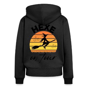 HEXE on tour HEXEN hexen - Frauen Premium Bio Zip Hoodie - Schwarz - Hinten - Julia (174cm)