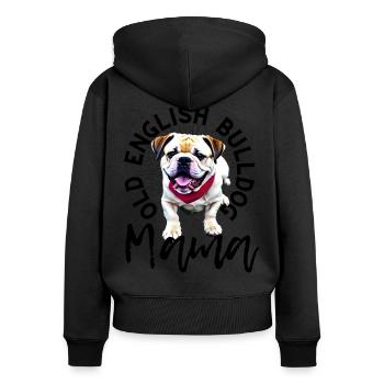 Bulldogge Bulldog Bulldoggen Mama - Frauen Premium Bio Zip Hoodie - Schwarz - Hinten - Julia (174cm)