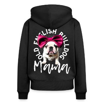 Bulldogge Bulldog Bulldoggen Mama - Frauen Premium Bio Zip Hoodie - Schwarz - Hinten - Julia (174cm)