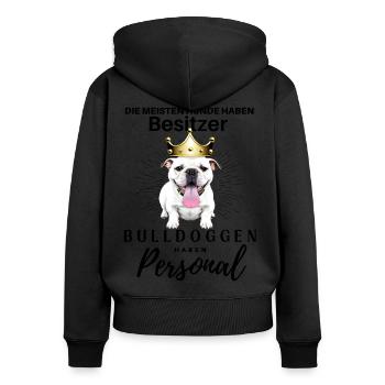 Bulldogge Bulldog Bulldoggen Mama Papa - Frauen Premium Bio Zip Hoodie - Schwarz - Hinten - Julia (174cm)