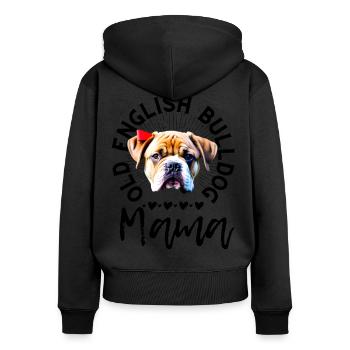 Bulldogge Bulldog Bulldoggen Mama - Frauen Premium Bio Zip Hoodie - Schwarz - Hinten - Julia (174cm)