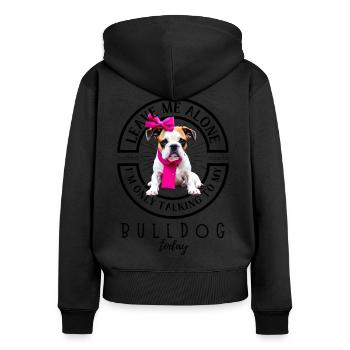 Bulldogge Bulldog Bulldoggen - Frauen Premium Bio Zip Hoodie - Schwarz - Hinten - Julia (174cm)